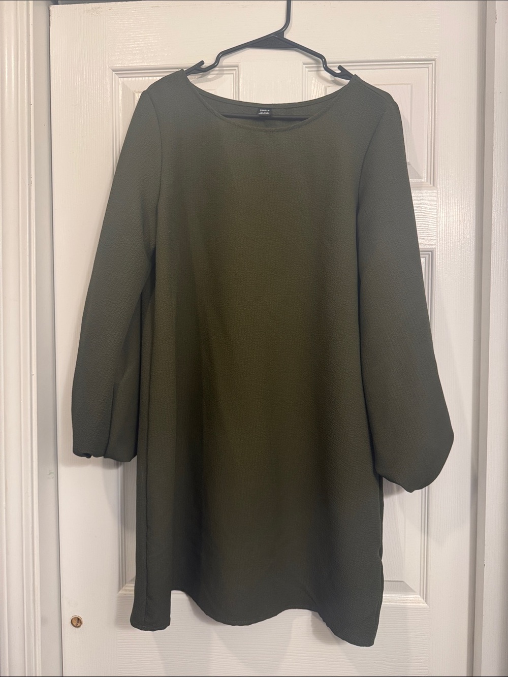 Olive Green Long Sleeve Shift Dress